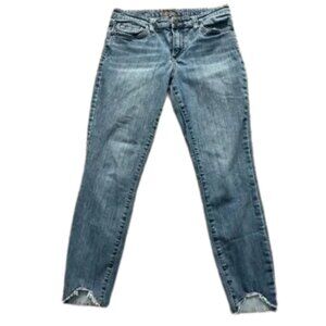 Kut from the Kloth Women’s Carlo Blue Denim Fray Hem Ankle Skinny Jeans -Size 12